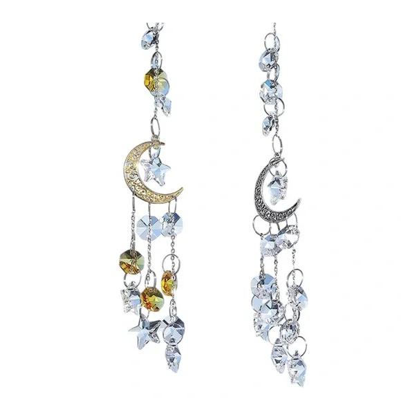 Large Crystal Suncatchers with Silver or Gold Moons and Crystal Stars and Discs - Picture 4 of 7